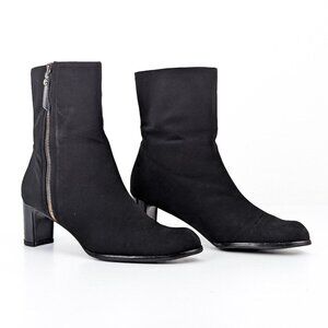Stuart Weitzman Women Black Fabric Retro Vintage 90s Zip Ankle Boots sz 8.5
